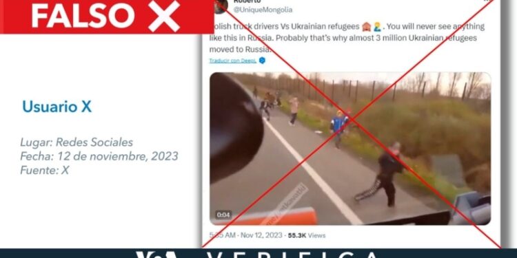 Falso que video muestre a conductor polaco tratando de arrollar a refugiados ucranianos