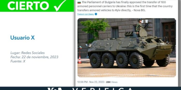 Cierto que Bulgaria aprobó enviar vehículos militares a Ucrania