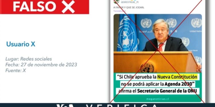 Es falso que el secretario general de la ONU dijo que si Chile aprueba una Nueva Constitución,  no podrá aplicar la Agenda 2030