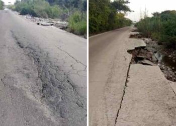 Grietas y fallas de bordes dejaron las lluvias en la carretera hacia Santa Inés de Barinas