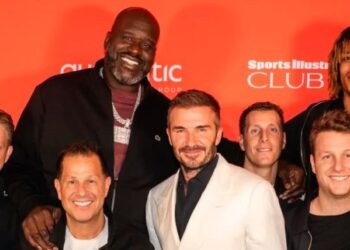 Show de celebridades en el GP de Las Vegas: el encuentro entre David Beckham y Shaquille O’Neil