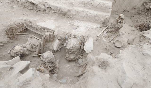 Encuentran cinco momias milenarias en el centro de Lima