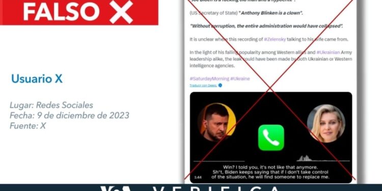 Verificado: Grabación de “llamada filtrada” entre Zelenskyy y su esposa no es real