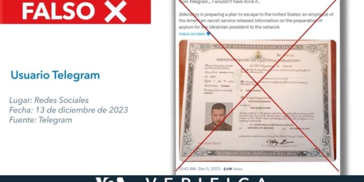El supuesto Certificado de Nacionalización de Zelenskyy es falso