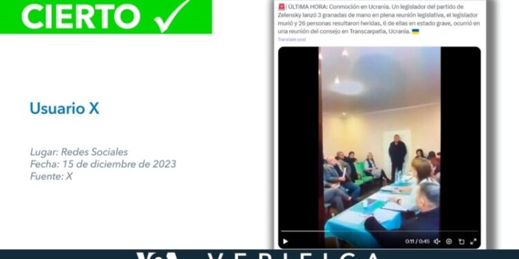 Es cierto que un concejal del partido de Zelenskyy detonó tres granadas en una reunión en Ucrania