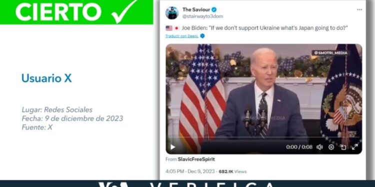 Es real que Joe Biden dijo “si no apoyamos a Ucrania, ¿qué hará Japón?”