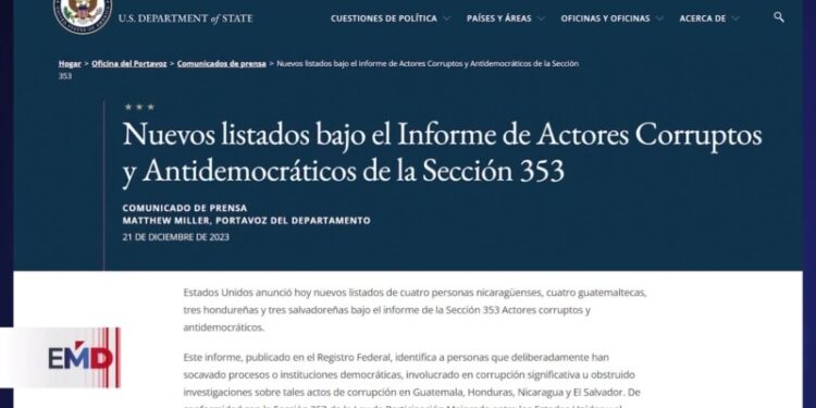 Estados Unidos sanciona a nuevos «actores corruptos» de Guatemala