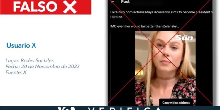 No, la actriz de cine para adultos Maya Kovalenko no aspira a la presidencia de Ucrania como se dice en X