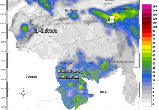 Inameh prevé lluvias y lloviznas en varios estados de Venezuela este #14Dic