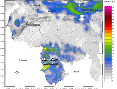Inameh prevé lluvias en algunas áreas de Venezuela este #15Dic