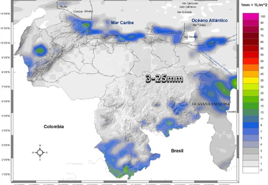 Inameh prevé lluvias y descargas eléctricas en algunos estados de Venezuela este #31Dic