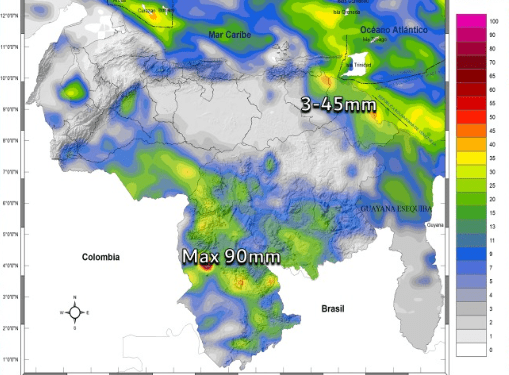 Inameh prevé nubosidad y lluvias en gran parte de Venezuela este #8Dic