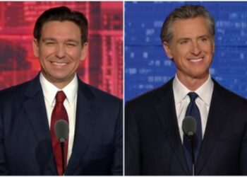Momento tenso en el debate: DeSantis se burló de Newsom porque sus suegros se mudaron de California a Florida
