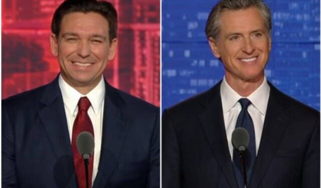 Momento tenso en el debate: DeSantis se burló de Newsom porque sus suegros se mudaron de California a Florida
