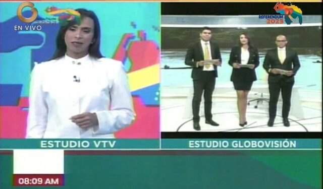 EN VIDEO: El inédito contacto entre anclas de VTV y Globovisión en plena cobertura del referendo por el Esequibo