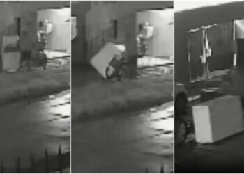 Robó un refrigerador, quiso llevárselo en su bicicleta y todo terminó de la manera menos pensada (VIDEO)