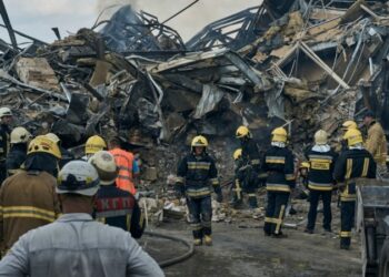 Bomberos rusos intentan controlar un gran incendio en la ciudad fronteriza Klintsy, luego de un ataque con drones ucranianos