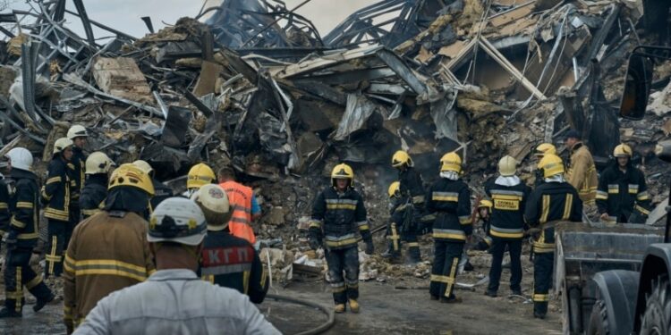 Bomberos rusos intentan controlar un gran incendio en la ciudad fronteriza Klintsy, luego de un ataque con drones ucranianos