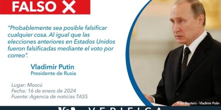 Putin afirmó falsamente que las elecciones presidenciales estadounidenses de 2020 fueron manipuladas