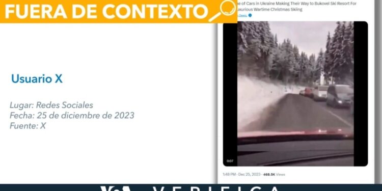 Video de fila de autos entrando a resort en Ucrania está fuera de contexto