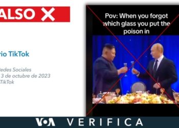 Es falso el video donde Putin y Kim Jong Un brindan y no toman de las copas. El video fue manipulado