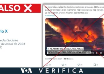 Es falso que se incendió un depósito de armas para Ucrania en Nueva Jersey