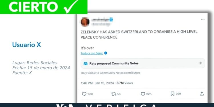 Es cierto que Zelenskyy pidió a las autoridades suizas que organicen una “cumbre mundial de paz”