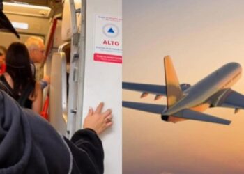 VIRAL: mostró el ritual de su esposa antes de subir al avión en EEUU y desató la intriga de muchos (VIDEO)