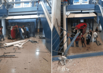 Insólitas imágenes: carro perdió los frenos y cayó al vacío en un centro comercial de Maracay