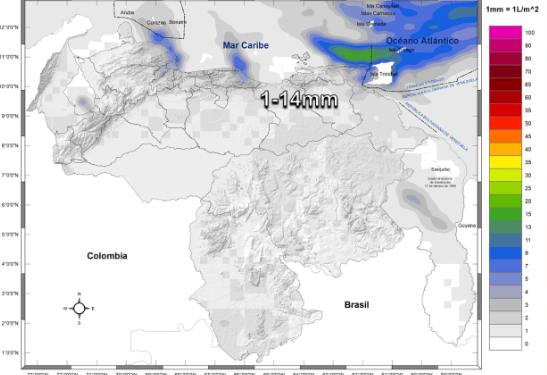 Inameh prevé lluvias y lloviznas en algunos estados de Venezuela este #26Ene
