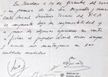 Subastan la mítica servilleta donde se firmó el primer contrato de Messi con el Barcelona