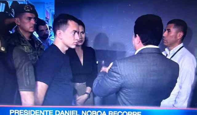 Presidente Noboa visitó el canal de televisión de Ecuador que sufrió asalto armado (VIDEO)