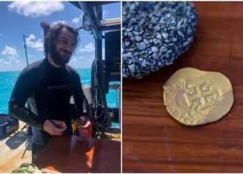 VIDEO: buceaba en los Cayos de Florida y encontró una moneda de oro de más de 400 años que vale una fortuna