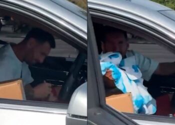 Messi le cumplió un sueño a un fanático que se encontró en semáforo de Miami (VIDEO)