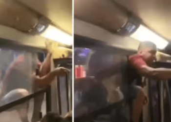 Infidelidad VIRAL: se trepó a la ventana de un bus para perseguir a su novia mientras huía con otro (Video)