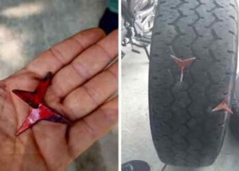 Unos cuantos “miguelitos” fueron regados en un tramo vial de Barinas