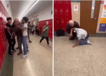 Profesor intentó detener pelea entre estudiantes y terminó recibiendo un puñetazo (VIDEO)