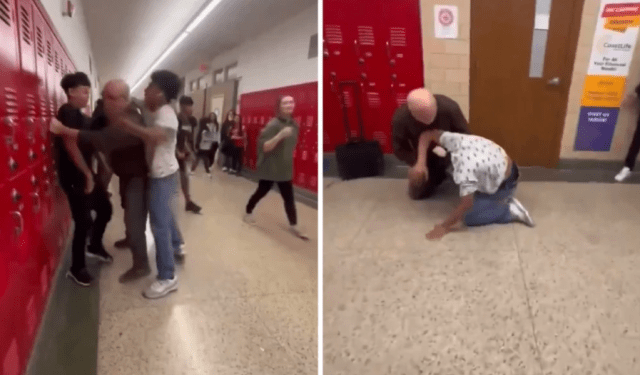 Profesor intentó detener pelea entre estudiantes y terminó recibiendo un puñetazo (VIDEO)
