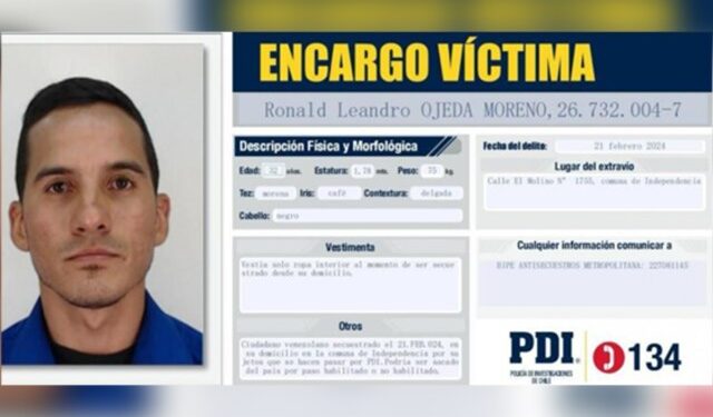 Policía chilena teme que captores saquen al exmilitar venezolano secuestrado