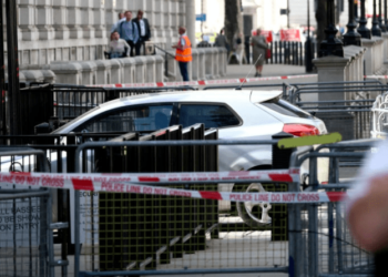 Un hombre detenido tras chocar su carro contra la reja del palacio de Buckingham