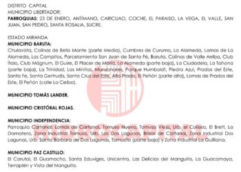 Hidrocapital suspenderá el servicio de agua en zonas de Caracas, Miranda y La Guaira desde el 9 de abril durante 48 horas