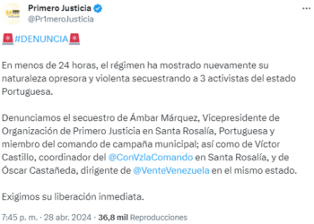 Primero Justicia denunció la detención de una de sus dirigentes en Portuguesa