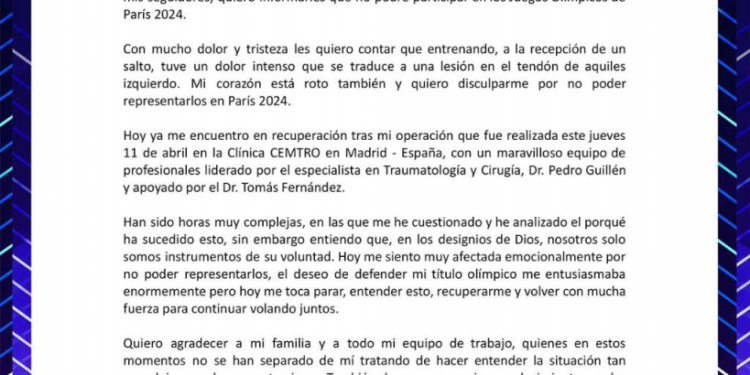 Yulimar Rojas no estará en los Juegos Olímpicos de París 2024