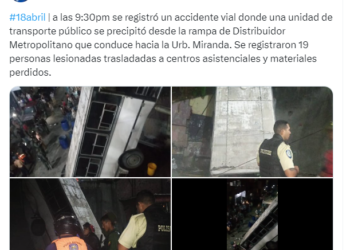 Autobús cae al vacío: accidente en la carretera Petare-Guarenas causa 20 heridos. [VIDEO]