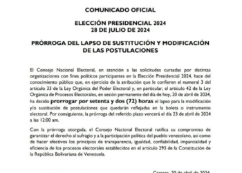 CNE extiende el plazo de modificación de postulaciones por 72 horas