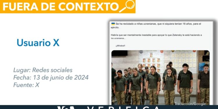 No es un reclutamiento, la foto de las jóvenes ucranianas en uniforme militar es de una conmemoración