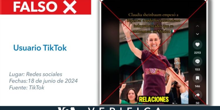 No, la presidenta electa de México no anunció que deportará a ecuatorianos como se dice en TikTok