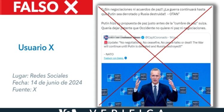 Secretario general de la OTAN no dijo que “la guerra continuará hasta que Putin sea derrotado y Rusia destruida”