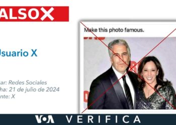 Es falsa esta imagen donde la vicepresidenta de EEUU, Kamala Harris, aparece con Jeffrey Epstein