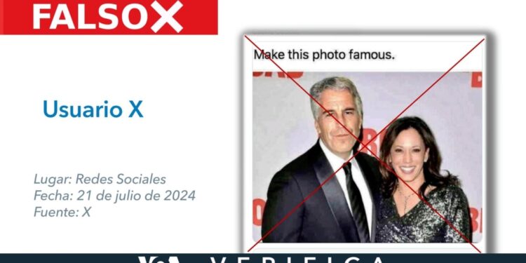 Es falsa esta imagen donde la vicepresidenta de EEUU, Kamala Harris, aparece con Jeffrey Epstein